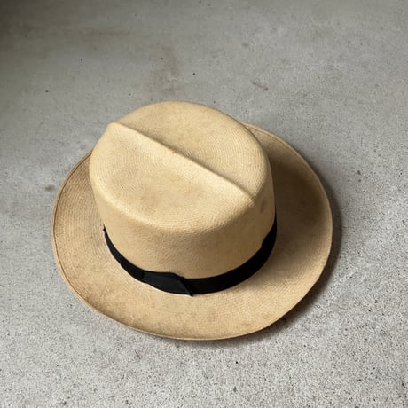 SAKAMOTO HATTER  坂本高級紳士帽子専門店  ヴィンテージ パナマハット レディース 頭周約55cm 編み帽子 昭和期 保存箱有