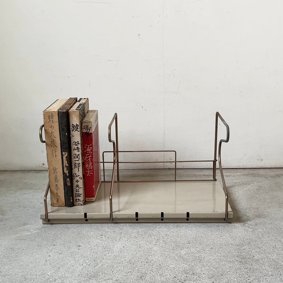 70s ヴィンテージ スチールブックスタンド 可動式卓上本立て