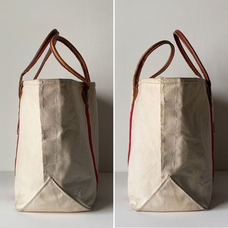 LLBean (オールド エルエルビーン) 70s後期 ラージトート レザーハンドル/キャンバス  レッド/キナリ  ヴィンテージ トートバッグ 鞄  made in usa