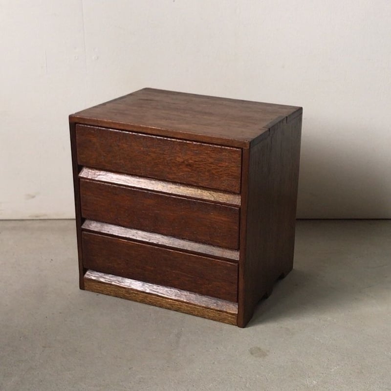 アンティーク 3杯 小引き出し 昭和初期〜中期 ラワン無垢材 ツマミ無し