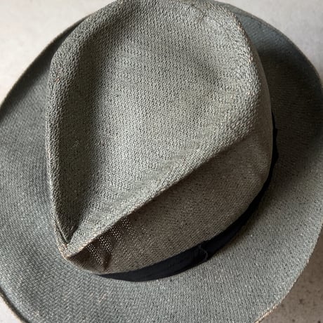Colombia panamahat ヴィンテージ パナマハット ユニセックス 頭周約55.5cm 水色 ブルーグレー 編み帽子 中折れ帽 麦わら帽子