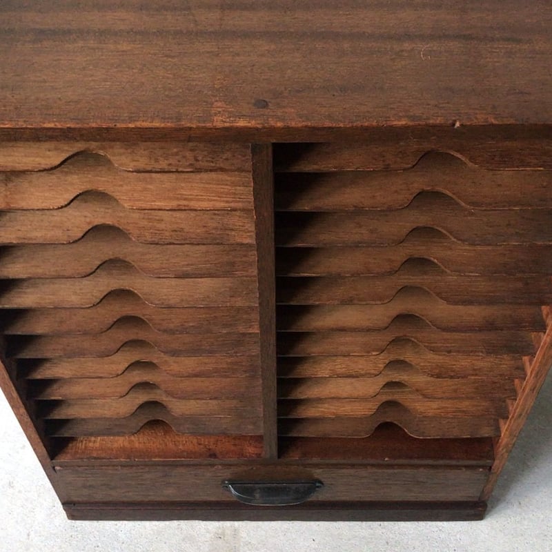 アンティーク カルテ棚24段 ＋ 引き出し1杯 昭和 戦前ヴィンテージ家具