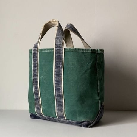 LLBean (オールド エルエルビーン) 80s デラックストート ギザタグ キャンバス  グリーン/ネイビー  ヴィンテージ ボート&トート トートバッグ 鞄  made in usa