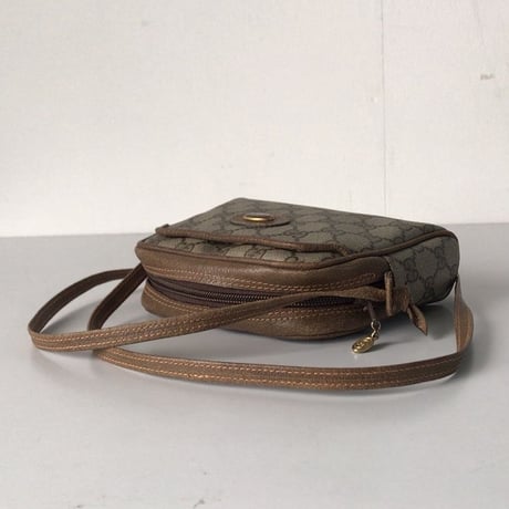 GUCCI グッチ  オールドグッチ  GGプラス コーティングキャンバス ポシェット ミニショルダー バッグ ブラウン  ヴィンテージ  中古美品