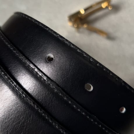 CELINE オールドセリーヌ 馬車金具 バックル  レザーベルト リバーシブル ゴールド金具 デッドストック 未使用品