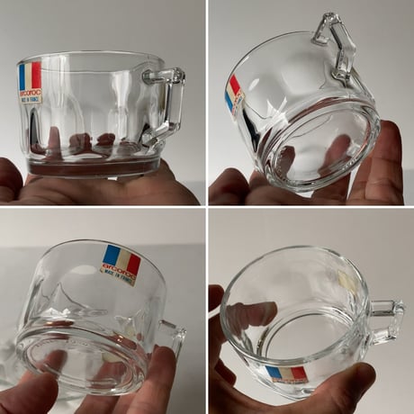 arcoroc アルコロック  ガラス製 ヴィンテージ カップ＆ソーサー 2個セット  耐熱 無色透明 未使用品 made in france