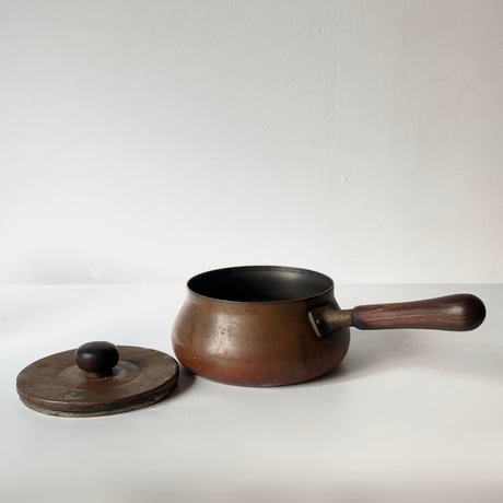 Old COPPER100 HOMEWARE 新光金属 コッパー100 ホームウェア 純銅片手鍋 木製ハンドル 木製摘み 銅鍋 ヴィンテージキッチンツール