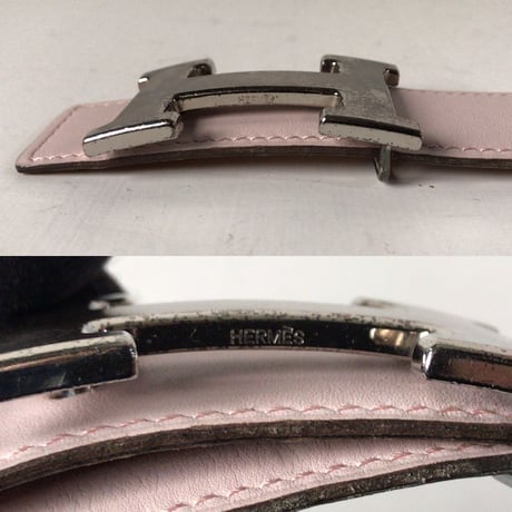 HERMES エルメス コンスタンス Hバックル  Hベルト5382  タデラクト  ピンク/ゴールド  リバーシブル  シルバー金具  L刻印  2008年製   85 /32mm幅  中古美品