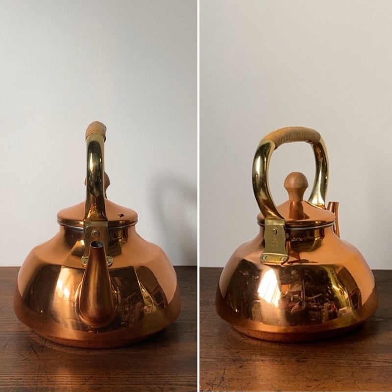 morico モリコ 森井金属製 籐巻き持ち手の銅ケトル 2L 木の摘み