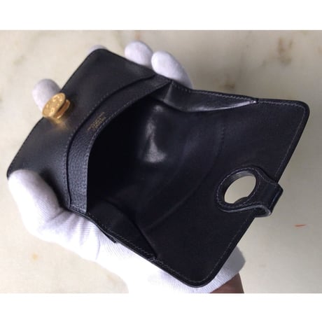 HERMES エルメス  ドゴンコンパクト  コインケース   トゴ   ブラック／ゴールド金具   □A刻印  中古