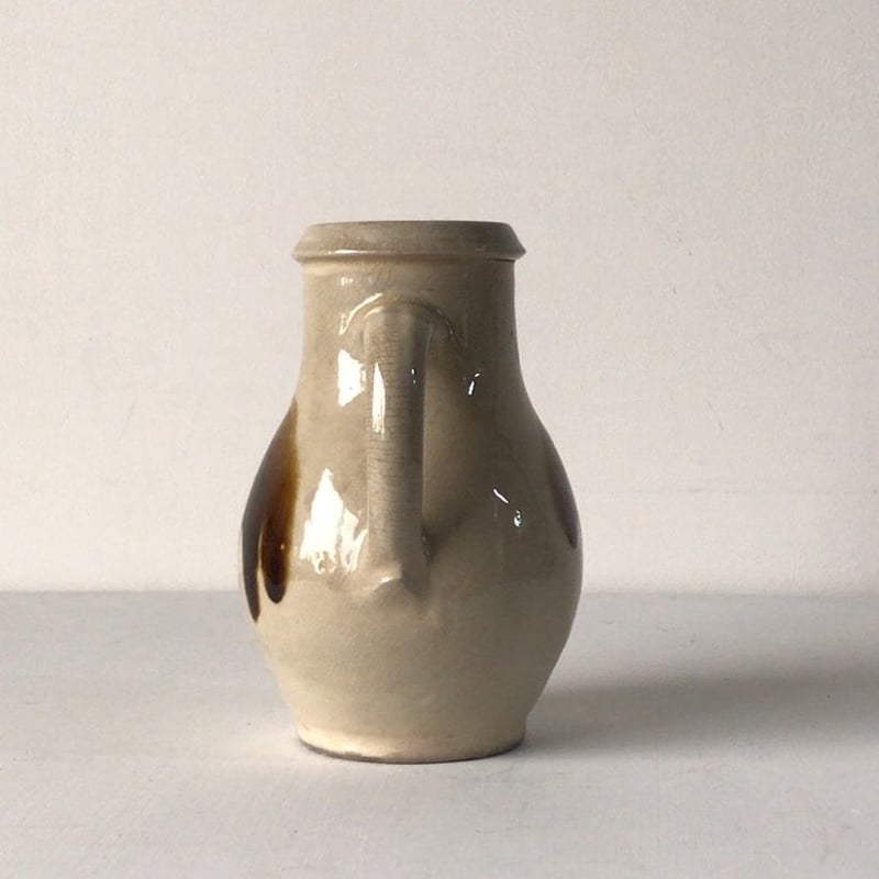 益子焼 6寸ピッチャー 打掛 把手壺 水差 花器 ジャグ。高さ18cm