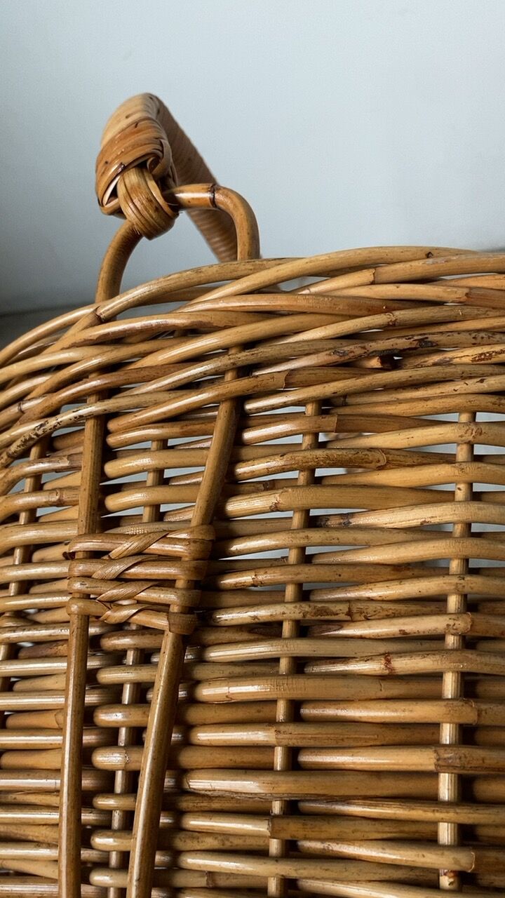 ラタン製巨大ワンハンドルランドリーバスケット48cm ラタン製巨大ワンハンドルランドリーバスケット48cm