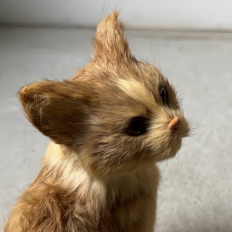 1970年代大丸販売品 猫の置物 リアルファー 茶虎 ヴィンテージドール 人形 剥製級のリアルさ  珍品