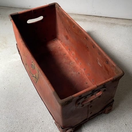 細いボテ箱  アンティークコンテナボックス  ヴィンテージ収納ボックス  レトロ道具箱  古い箱  古道具