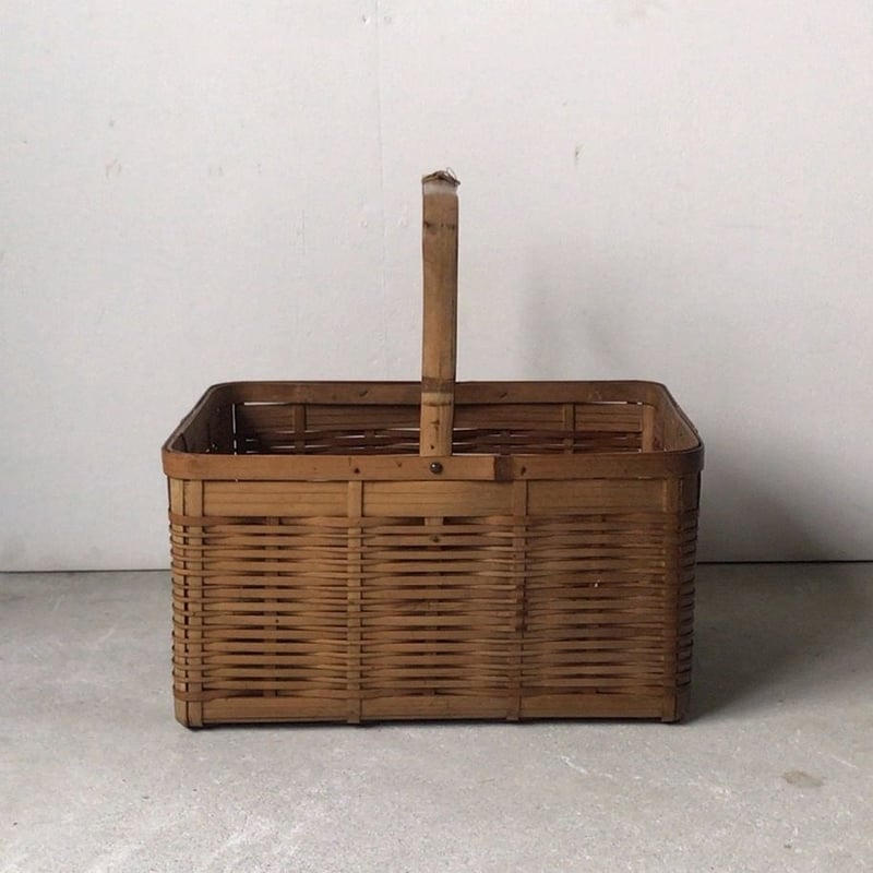 古道具 竹の市場かご 竹籠 篠竹 鈴竹 買い物かご ヴィンテージ 竹細工