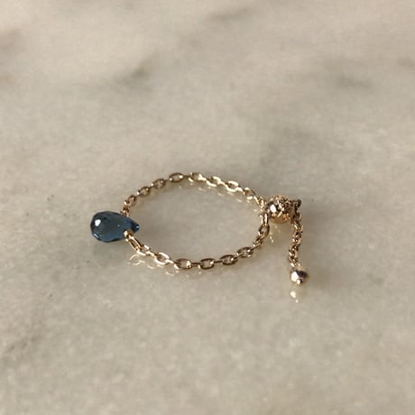 KAORU  カオル  ポロリンリング  ブルートパーズ K10YG チェーンリング 指輪  free size  2020年1月購入品  中古極美品