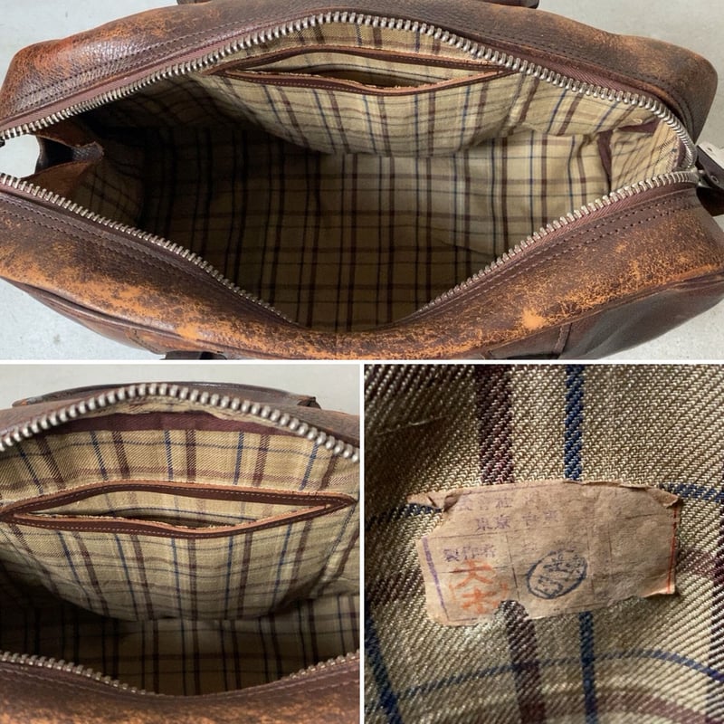 1960sヴィンテージレザーバッグ レザーボストン 古い革鞄 アンティーク