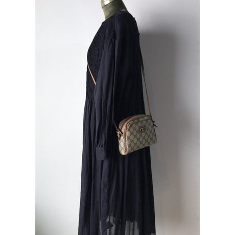 GUCCI グッチ オールドグッチ GGプラス コーティングキャンバス ポシェット ミニショルダー バッグ ブラウン ヴィンテージ 中古美品
