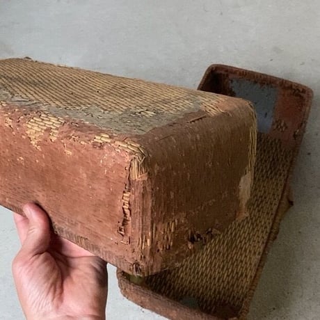 小さく細長い柳行李 一閑張り 36cm 昭和期 弁当行李 台帳行李 道具箱 小物入れ 小さい柳行李