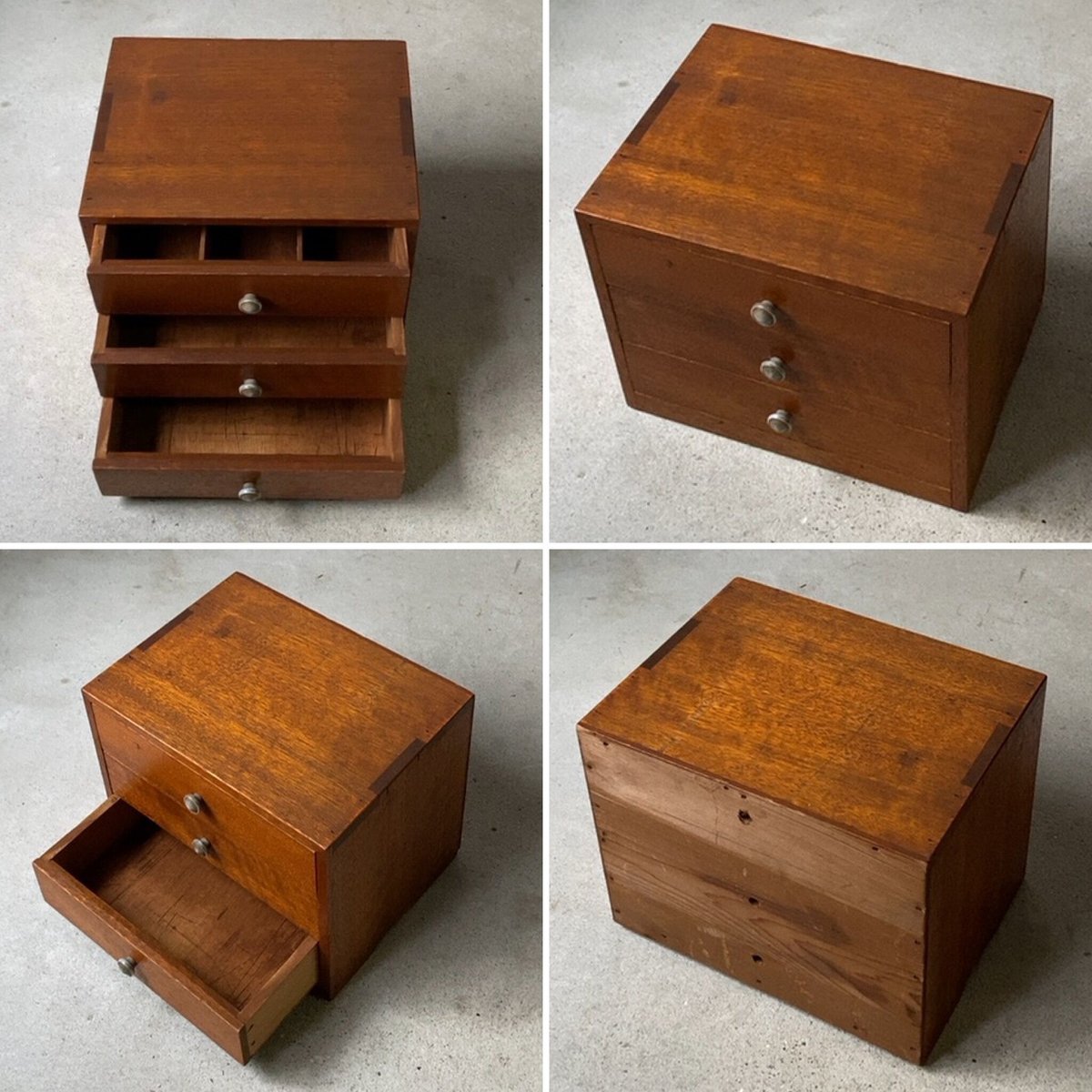 希少　羽根上げ式扉　鍵付き　オーク　無垢材　組み継ぎ細工　小引き出し　五盃 希少羽根上げ式扉鍵付きオーク無垢材組み継ぎ細工小引き出し五盃
