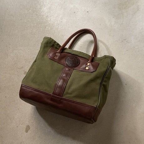 Duluthpack ダルースパック スポーツマントート モスグリーン×ダークブラウン レザーキャンバス トートバッグ 中古美品 made in usa