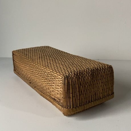 小さく細長い柳行李 32cm  昭和期 弁当行李 台帳行李 道具箱 小物入れ 小さい柳行李