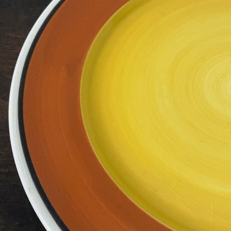 ヴィンテージ ディナープレート 30cm  Royal M  maruto japan ハケ目3色 古手洋食器 好配色 大きめサイズ