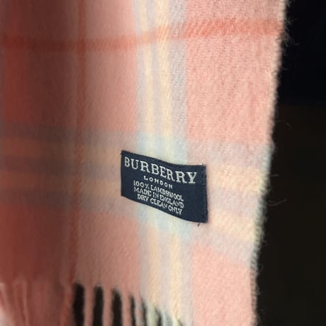 BURBERRY LONDON  バーバリーロンドン LAMBSWOOL 100% ラムウール マフラー ピンクノバチェック イギリス製  made in england 中古品