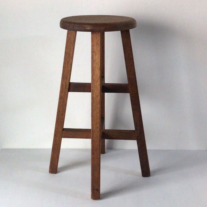 木製無垢 ヴィンテージ スツール アンティーク 古い丸椅子 高めの