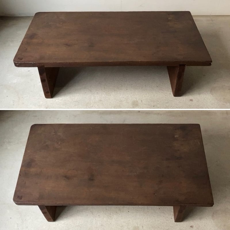 古い継ぎテーブル 幅約85cm 濃茶トロトロの文机 分厚くゴツい無垢材 