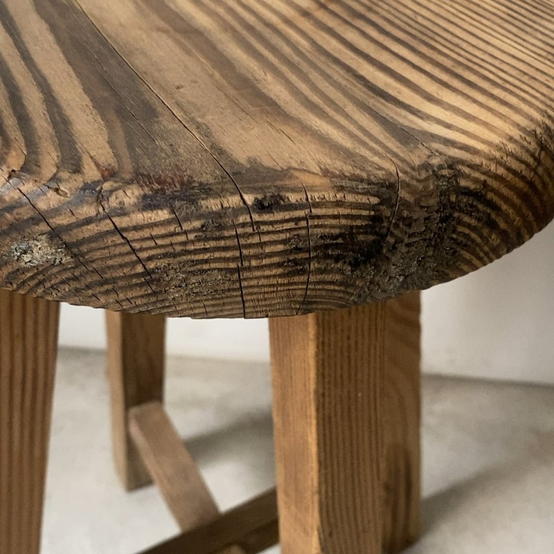 アンティーク丸椅子 木製丸椅子 スツール 松材 無塗装 ナチュラル木肌