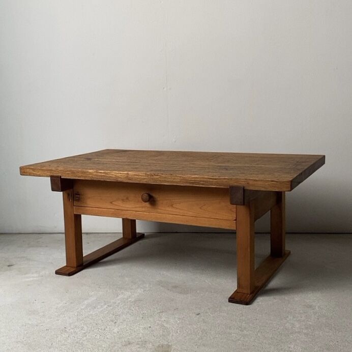 ラワン材 スギ材 サイドテーブル 勉強机 アンティークテーブル 古家具