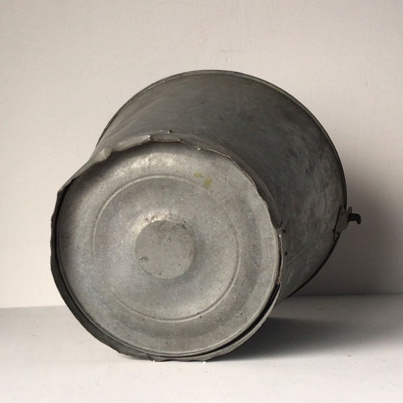 ヴィンテージ ブリキ バケツ 大正 昭和 鉄製 Sマーク 持ち手が太い