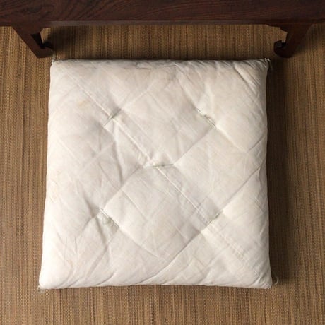 松坂屋 白いリネンの綿座布団 　昭和中期 民具 麻製品　6枚セット