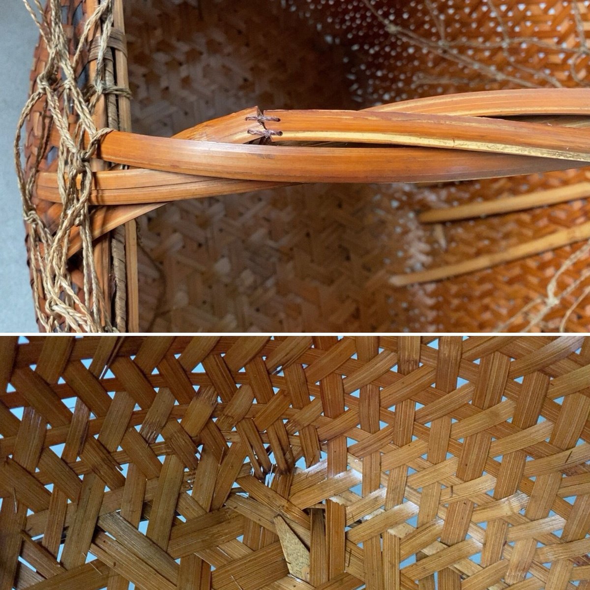 古民具 古道具 山のつる 手編み 特大 飴色 あけびかご 籠 【公式通販】