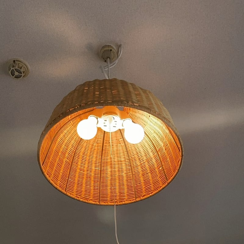ラタン製ドーム型ペンダントライト ラタン製 半ドーム型シェード ペンダント照明 3灯タイプ（メイン球2+豆