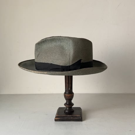 Colombia panamahat ヴィンテージ パナマハット ユニセックス 頭周約55.5cm 水色 ブルーグレー 編み帽子 中折れ帽 麦わら帽子