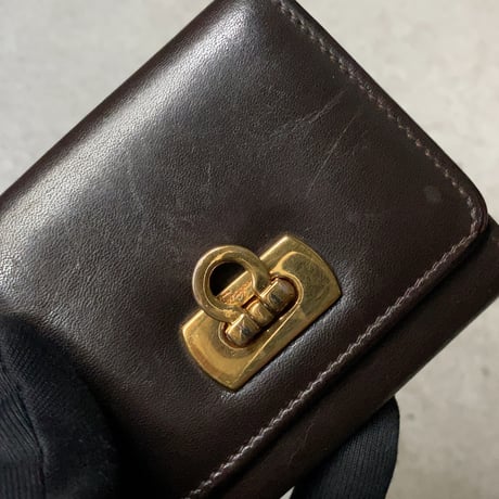 Salvatore Ferragamo サルヴァトーレ フェラガモ  ガンチーニ  レザー コインケース  ダークブラウン/ゴールド金具  中古良品
