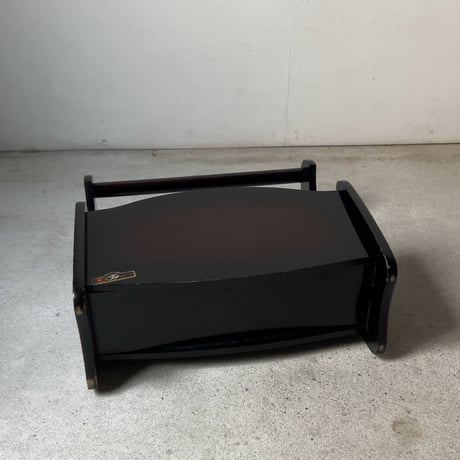 FUJI FURNITURE 富士ファニチア ヴィンテージマガジンラック ワンハンドル波型 グラデーションカラー 木製本立て 木製雑誌入れ 木工家具 70s 古作 良品