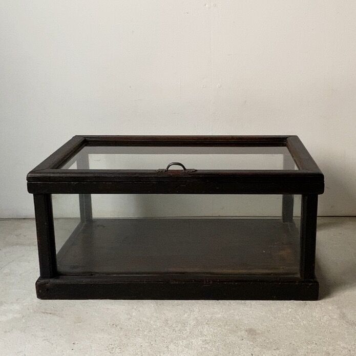 【引取限定】茨城県　ショーケース　ゆらゆらガラス　木製　古家具　アンティーク 引取限定】茨城県 ショーケース ゆらゆらガラス 木製 古家具