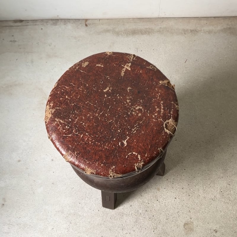 丸椅子　アンティーク　ヴィンテージ 楢材アンティーク丸椅子 - アンティーク山本商店