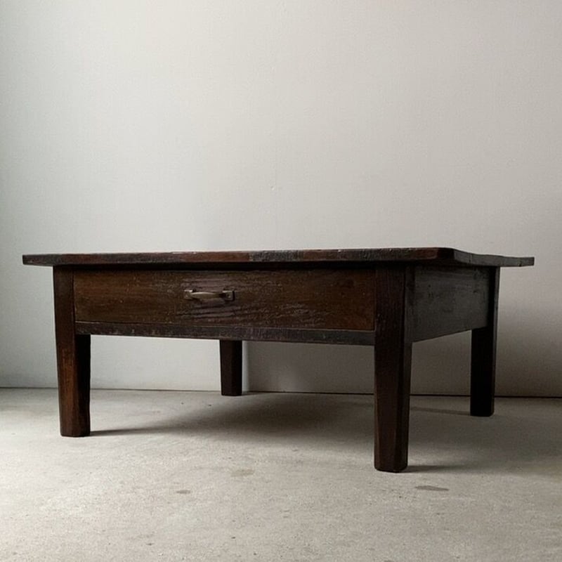 昭和レトロ　古い木製丸ローテーブル　丸ちゃぶ台　引出付き 昭和レトロ 古い木製丸ローテーブル 丸ちゃぶ台 引出付き