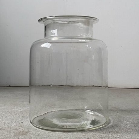 アンティークガラススポット  高さ約29cm 9L 円柱型蓋無古い硝子の保存瓶   花器 花瓶・メダカ 金魚鉢として  昭和初期〜中期ゆらゆら気泡ガラス  状態良好