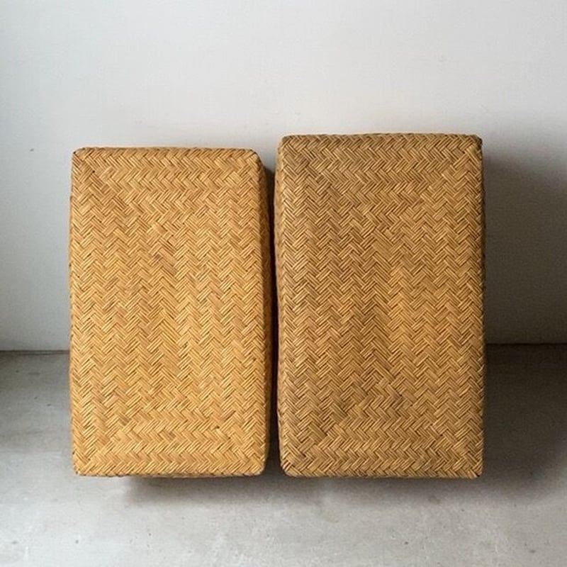 レトロ　竹行李　大中小　まとめ売り① 古い竹編みの行李 61cm 竹行李 柳行李 スズ竹 網代編み