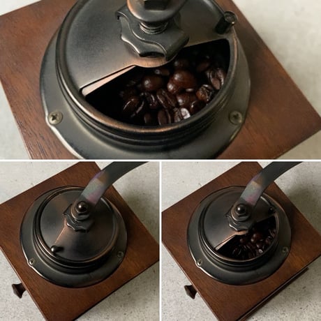 KONO コーノ コーヒーミル F205  木製珈琲ミル グラインダー 蓋有り 1970年代 クラシックキッチンツール 美品