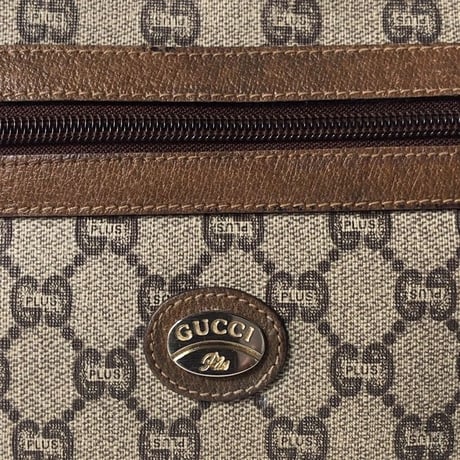 GUCCI グッチ オールドグッチ  GGプラスPVCキャンバス/レザー セカンドバッグ ヴィンテージ 中古美品