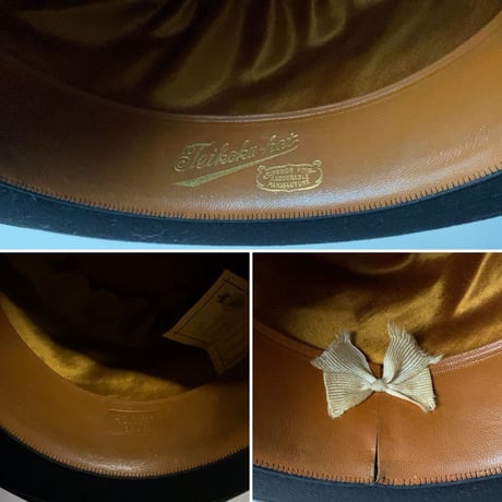Teikokuhat co  帝国ハット HOKWAN BRAND  ヴィンテージボーラーハット ユニセックス 頭周約58.5cm ブラック  シルクハット 山高帽  紙タグ付きの美品