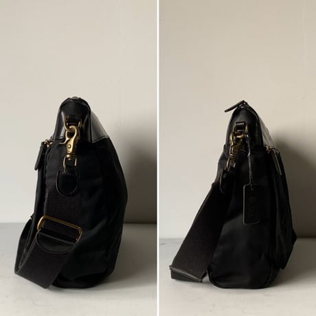 Felisi フェリージ  02-16 イタリアリモンタ社ナイロン/バケッタレザー ブラック 真鍮金具 ショルダーバッグ メッセンジャーバッグ 中古美品
