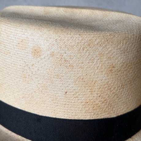 SAKAMOTO HATTER  坂本高級紳士帽子専門店  ヴィンテージ パナマハット レディース 頭周約55cm 編み帽子 昭和期 保存箱有
