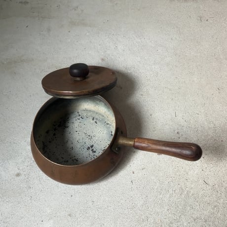 Old COPPER100 HOMEWARE 新光金属 コッパー100 ホームウェア 純銅片手鍋 木製ハンドル 木製摘み 銅鍋 ヴィンテージキッチンツール